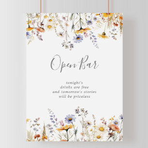 Herfst Zonneschijn Wildflower Wedding Open Bar Poster