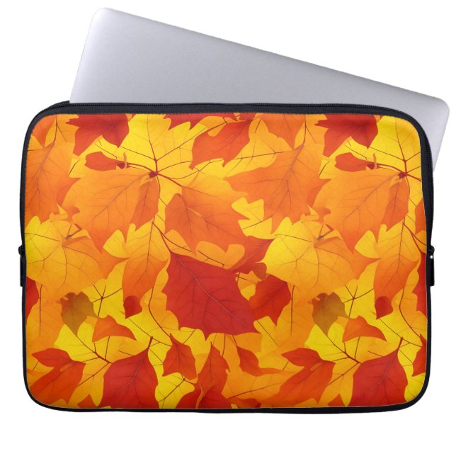 Herfst zonnig glanzend blad design laptop sleeve (Voorkant)