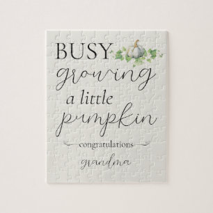 Herfst zwangerschapsaankondiging kleine pompoen pu legpuzzel