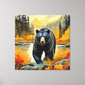 Herfst Zwarte Beer Canvas Afdruk (Voorkant)