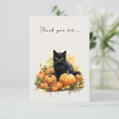 Herfst Zwarte Kat & Pompoenen Bedankkaart (Staand voorkant)