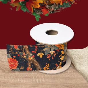 Herfst Zwarte Sinaasappelblad Chinoiserie Lint