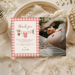 Herfstappel baby waslijn baby shower foto bedankkaart