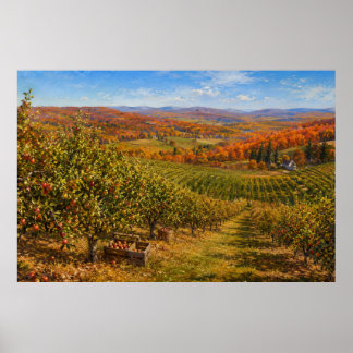Herfstappelboomgaardlandschap Poster
