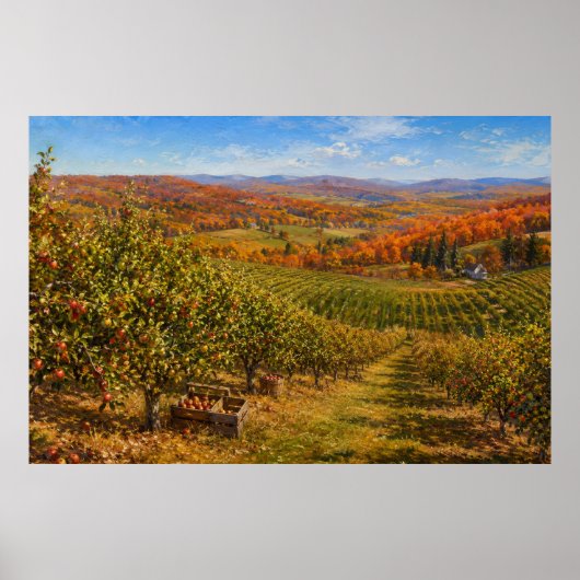 Herfstappelboomgaardlandschap Poster (Voorkant)