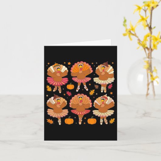 Herfstballerina's dansen Schattige Turkije Thanksg Kaart (Gele Bloem)