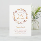 Herfstblaadjes Cute babyshower uitnodiging (Staand voorkant)