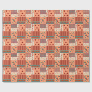 Herfstblad Eikel Patchwork Patroon Kunst Cadeaupapier
