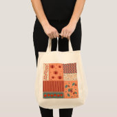 Herfstblad Eikel Patchwork Patroon Kunst Tote Bag (Voorkant (product))