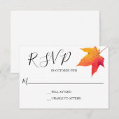 Herfstblad Elegant Trouwreactie Antwoord RSVP (Voorkant / Achterkant)