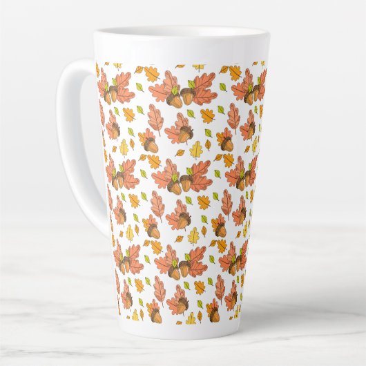 Herfstblad en eikels latte mok (Linkerhoek)