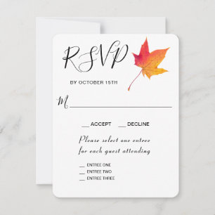 Herfstblad Herbst 3 Ingangs RSVP-reactiekaart RSVP Kaartje