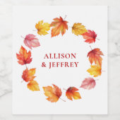 Herfstblad Herfst Moderne bruiloft verbrand roest Wijn Etiket (Enkel label)