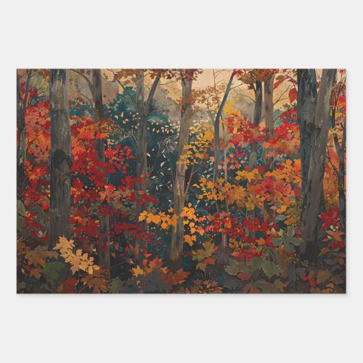Herfstblad Kleurrijke Bossen Decoupage Inpakpapier Vel (Voorkant)