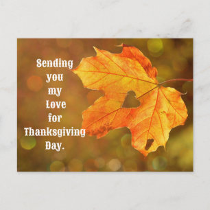 Herfstblad met hart Thanksgiving kaart
