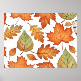 Herfstblad Naadloos Patroon Poster