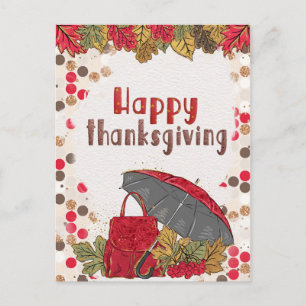 Herfstblad Polka Dot Happy Thanksgiving Briefkaart