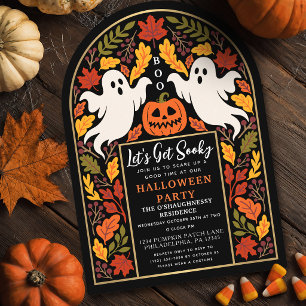Herfstblad spook Halloween-feestboog Kaart