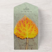 Herfstblad val bruiloft alles in één uitnodiging (Buitenkant)