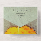 Herfstblad val bruiloft alles in één uitnodiging (Achterkant)