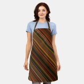 Herfstbladerdak bruin en groene streep schort (Gedragen)