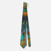 Herfstbladeren Abstract Blauwgroen Rust Gold Stropdas (Voorkant)