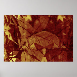 Herfstbladeren Abstracte Oker Tinten Poster