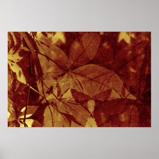 Herfstbladeren Abstracte Oker Tinten Poster