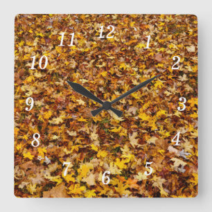 Herfstbladeren Abstracte wandklok Vierkante Klok