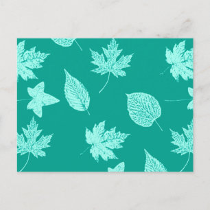 Herfstbladeren - aqua en turquoise briefkaart