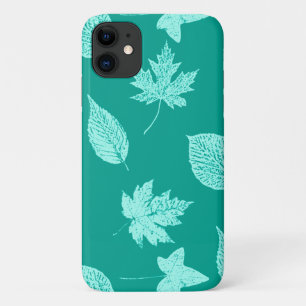 Herfstbladeren - aqua en turquoise iPhone 11 hoesje