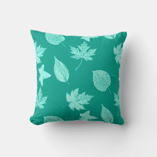 Herfstbladeren - aqua en turquoise kussen
