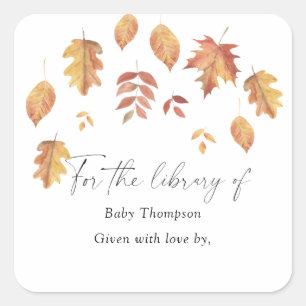Herfstbladeren - Baby Shower-boeklegger Vierkante Sticker