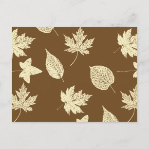 Herfstbladeren - beige en chocolade briefkaart