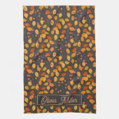 Herfstbladeren & bessen Custom Theedoek (Verticaal)