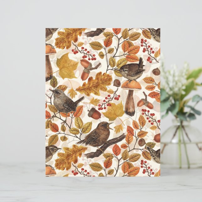 Herfstbladeren, bessen, paddenstoelen en winterkon (Staand voorkant)