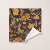 Herfstbladeren, bessen, paddenstoelen en winterkon bad handdoek (Wasdoekje)