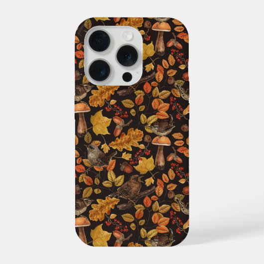 Herfstbladeren, bessen, paddenstoelen en winterkon iPhone hoesje (Achterkant)