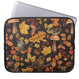 Herfstbladeren, bessen, paddenstoelen en winterkon laptop sleeve