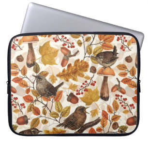 Herfstbladeren, bessen, paddenstoelen en winterkon laptop sleeve