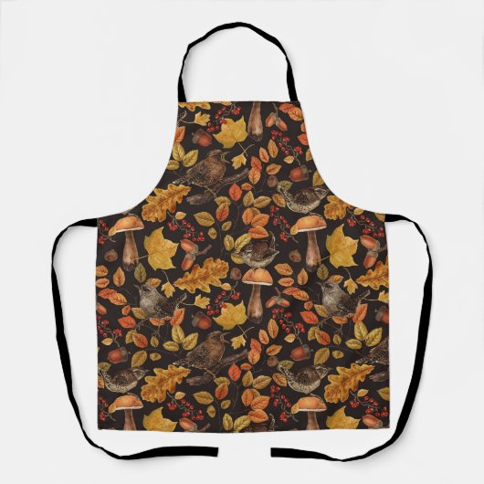 Herfstbladeren, bessen, paddenstoelen en winterkon schort (Voorkant)