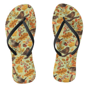 Herfstbladeren, bessen, paddenstoelen en winterkon teenslippers