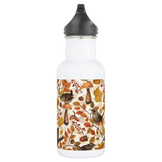 Herfstbladeren, bessen, paddenstoelen en winterkon waterfles  (Rechts)