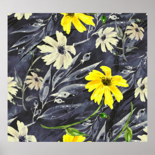 Herfstbladeren, bessen: waterverf. poster