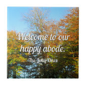 Herfstbladeren & blauwe lucht - gepersonaliseerde  tegeltje