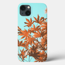 Herfstbladeren Blauwgroen en Sinaasappel iPhone 13 Hoesje