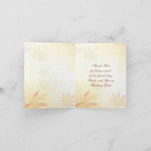 Herfstbladeren Bruiloft Dank u Bedankkaart (Binnen)