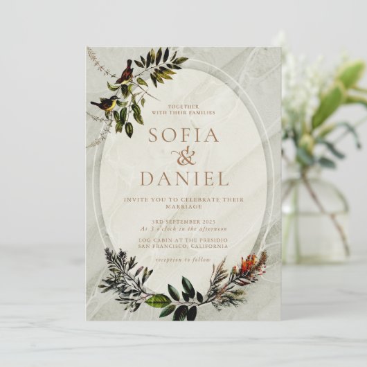  herfstbladeren bruiloft kaart (Staand voorkant)