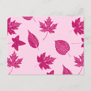 Herfstbladeren - burgundy en schelp roze briefkaart