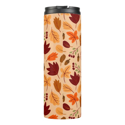 Herfstbladeren, eenvoudig kinderachtig naadloos pa thermosbeker (Achterkant)
